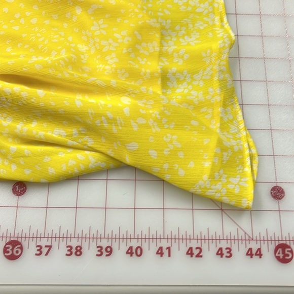 DKNY Yellow/White Floral Tie-Neck Smock Waist/Cuff Career Cottage Midi Dress 4 - Picture 16 of 16